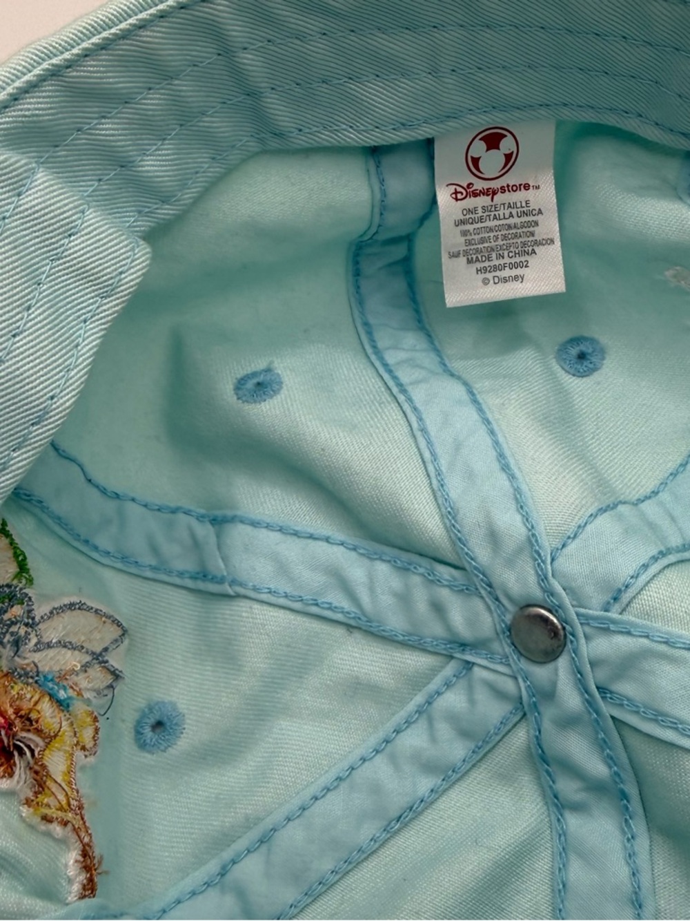 Mint Green Tinker Bell Embroidered Baseball Cap NWOT peter pan Disney - Picture 3 of 6